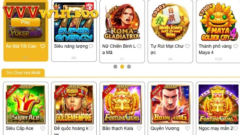 Điểm danh các sảnh cược uy tín cùng nhiều tựa nổ hũ VVVWIN hot hit nhất hiện nay